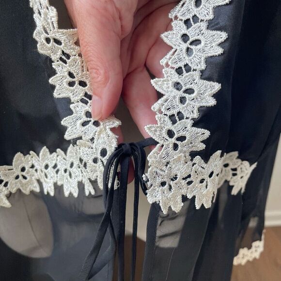 Daphne Grey Black Chiffon Lingerie Topper Housecoat Sexy Robe Plus Size 2X - Picture 5 of 8